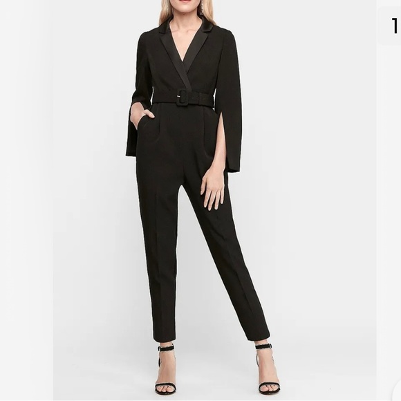 Express Pants & Jumpsuits Express Blazer Inspired Split Sleeve Jumpsuit Sz M Nwt Poshmark